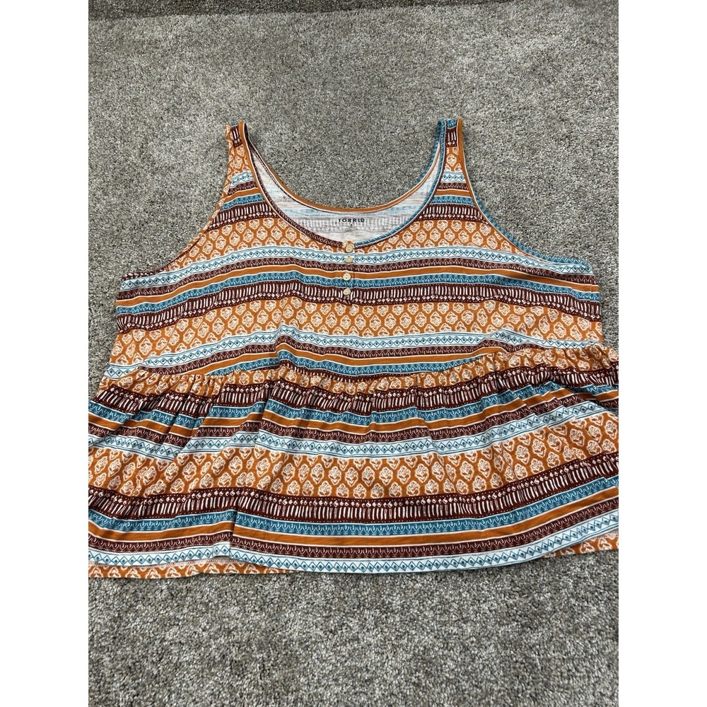 Torrid Babydoll Tank Top Southwestern Print Scoop Neckline Womens 4X #0331